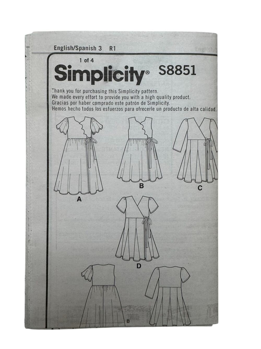 SIMPLICITY Girls Twirl Dress Pattern Uncut Size 3-4-5-6-7-8 #S8851